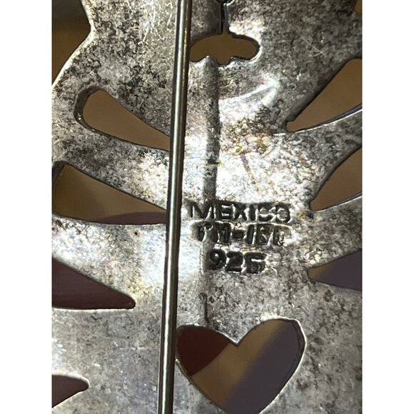 Vintage TM-180 Mexico Sterling Silver Cat Brooch Pin Heart Cutouts 2.5” - Picture 4 of 4